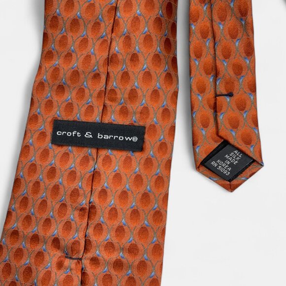 Croft & Barrow Silk Tie Geometric Burnt Orange Formal Business Dress - Picture 4 of 6